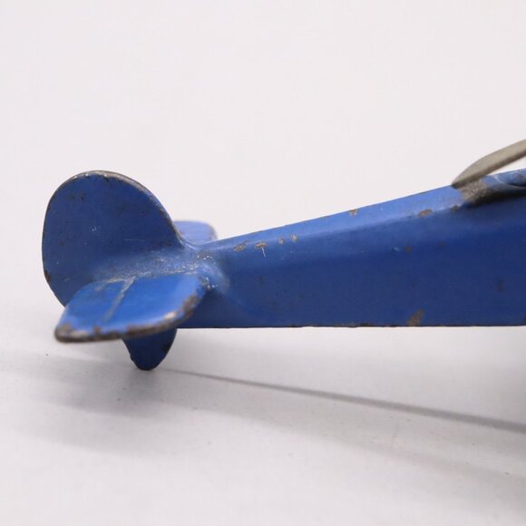 1930's Hubley Cast Iron Blue Giro Copter Plane w/ Metal Wheels Original Paint - Picture 7 of 14